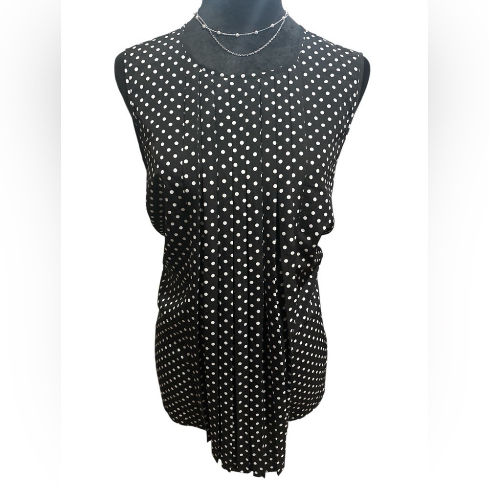 Michael Kors Polka Dot Blouse Women's XL NWT- Pleated Crewneck